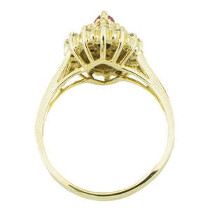 0.23ctw Marquise Ruby & Diamond Accented Gemstone Ring in 14K Yellow Gold - Size 6.5