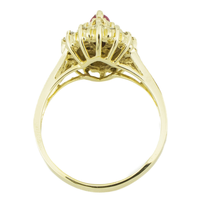 0.23ctw Marquise Ruby & Diamond Accented Gemstone Ring in 14K Yellow Gold - Size 6.5