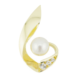 7mm Pearl with Diamond Accents Slide Pendant in 14K Yellow Gold - No Chain Included