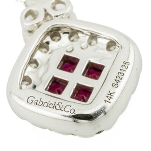 0.25ctw Princes Cut Ruby Accents & Diamond Accents Pendant on 18" Chain in 14K White Gold