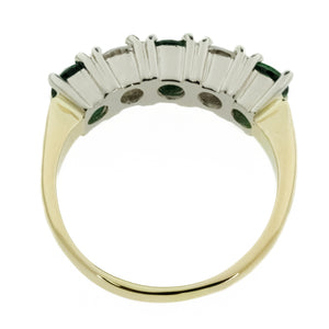 0.58ctw Emerald and 0.47ctw Lady's Diamond Ring in 14K Two Tone Gold - Size 6.5