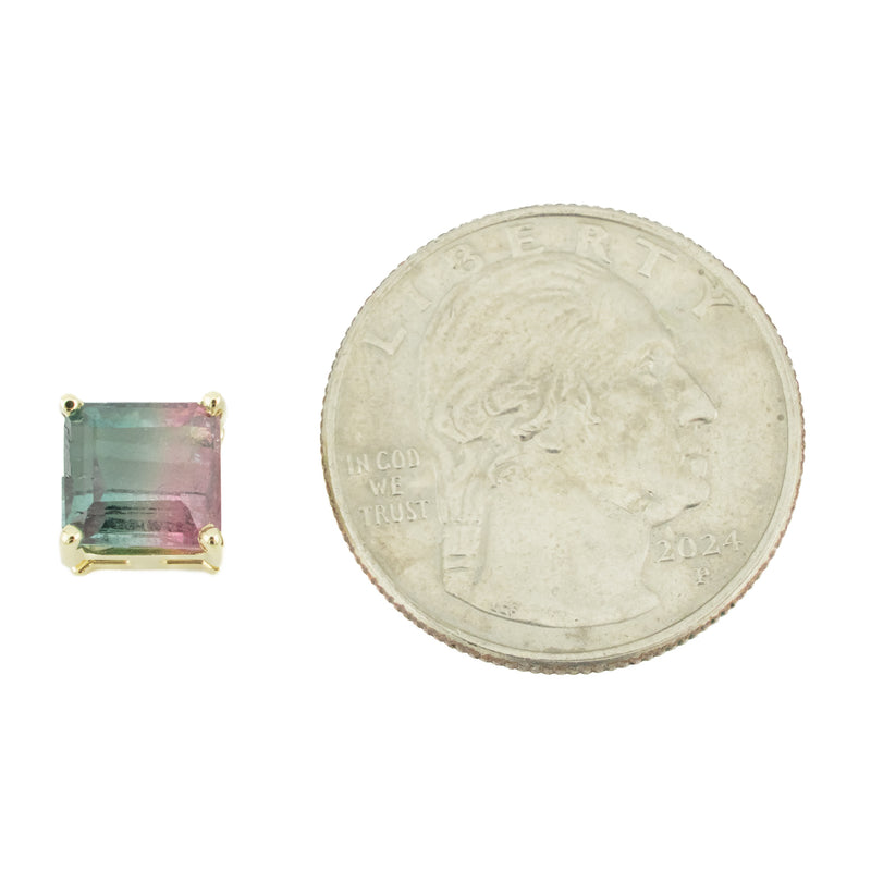 3.00ctw Watermelon Tourmaline Solitaire Gemstone Pendant in 14K Yellow Gold