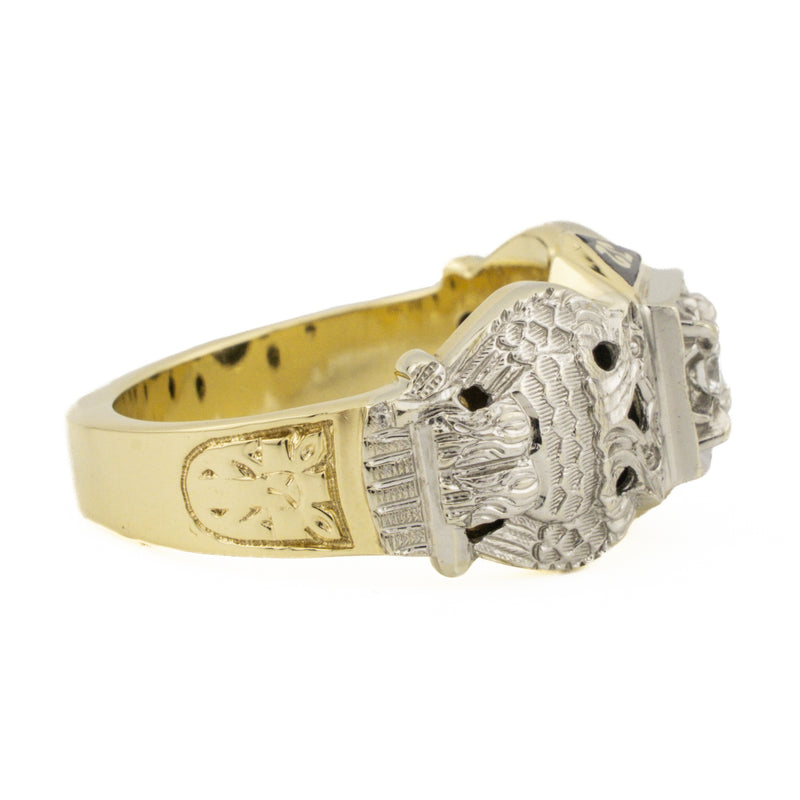 0.25ctw Masonic Ring with Diamond Accents in 10K Two-Tone Gold - Size 10