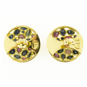 Ruby and Sapphire Accented Earrings in 18K Yellow Gold