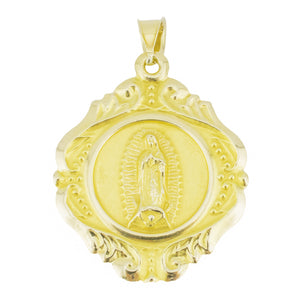 Reversible Jesus and Virgen Guadalupe Religious Pendant in 14K Yellow Gold - 5.2 grams