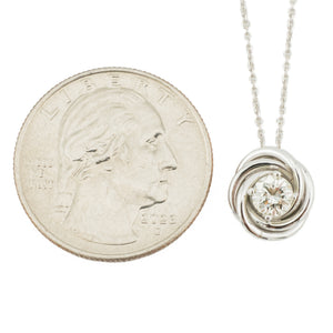 0.45ct Round Diamond Solitaire Pendant on 17" Cable Chain Necklace in 18K White Gold