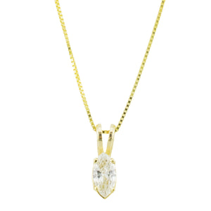 0.33ctw Marquise Diamond Solitaire Pendant in 14K Yellow Gold - Chain Not Included