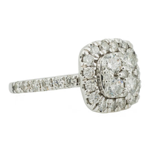 1.50ctw Diamond Cluster Engagement Ring in 14K White Gold -Size 7