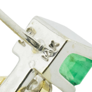 0.48ctw Emerald Gemstone & Diamond Accented Post Huggie Earrings in 14K Yellow Gold