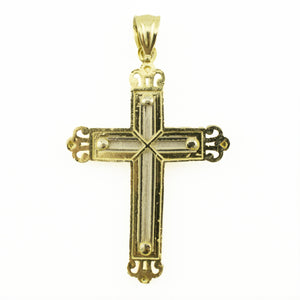 Gold Cross Pendant in 14K Two Tone Gold - 2.2 Grams