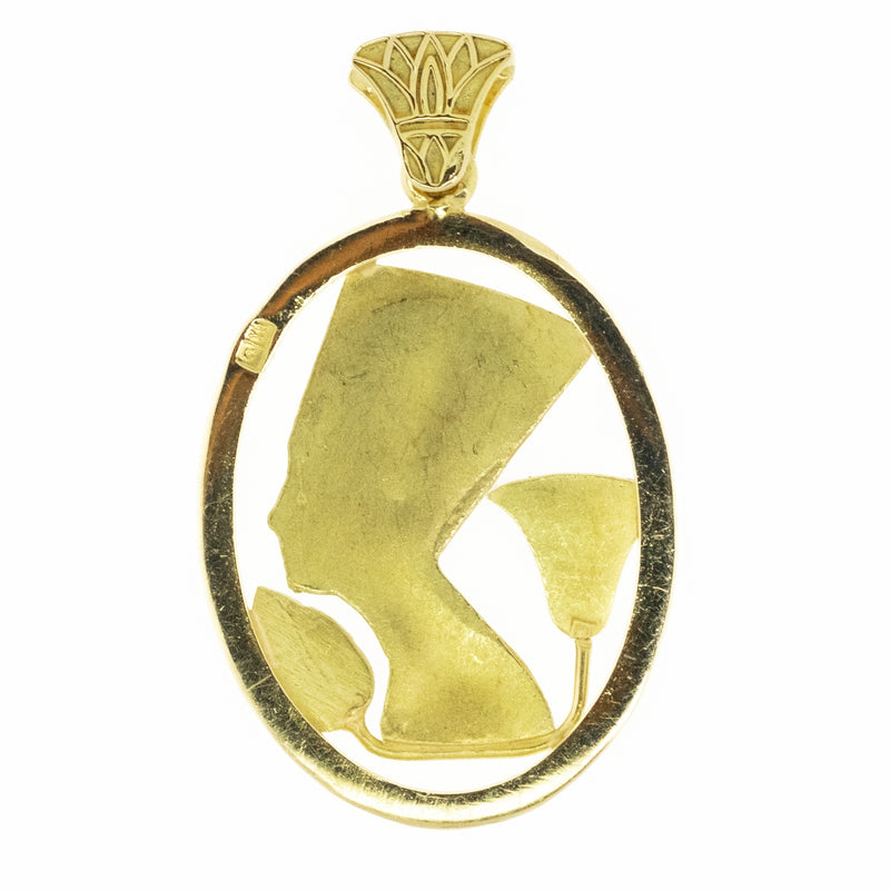 Nefertiti Pendant in 18K Yellow Gold with Colorful Enamel Details