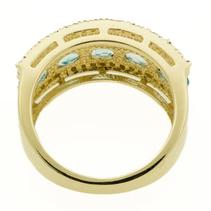 2.10ctw Blue Topaz with Diamond Accents Ring in 10K Two Tone Gold - Size 6.5