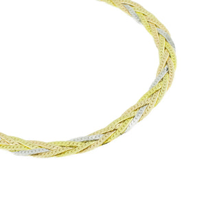 6mm Wide Braided Herringbone 18" Chain in 14K Three Tone Gold - 15 Grams