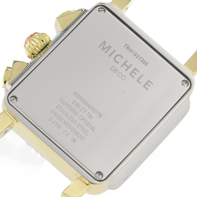 Michele Chronograph Quartz Diamond Mother of Pearl Dial Ladies Watch in Two-Tone 18K Gold Plated