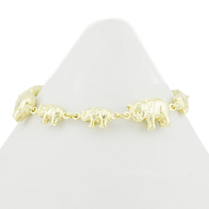 Fancy Elephants Link 7.25" Bracelet in 14K Yellow Gold - 9.1 Grams