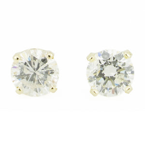 0.90ctw Round Diamond Solitaire Stud Earrings in 14K Yellow Gold