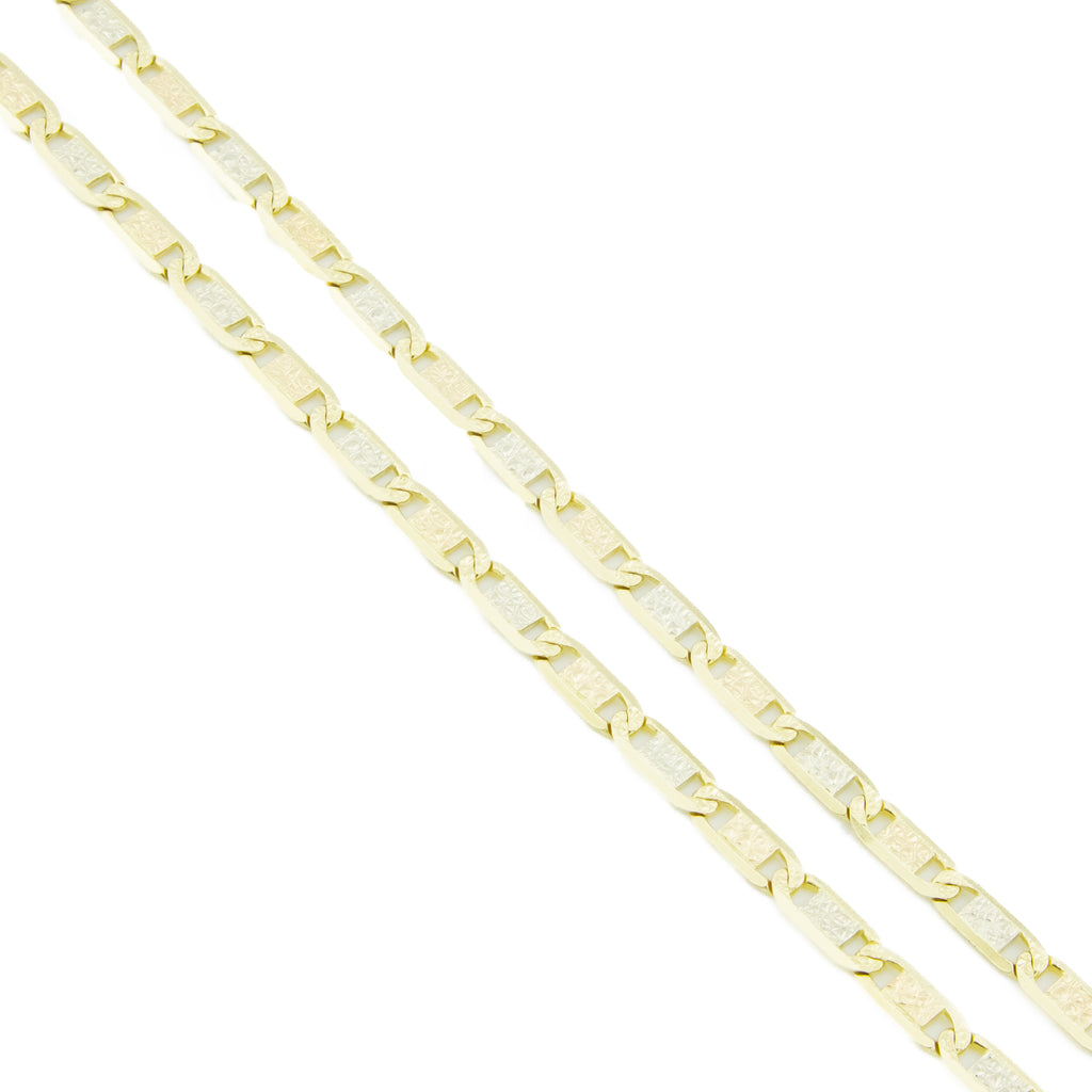 4mm Wide Fancy Mariner 24" Chain in 14K Three-Tone Gold - 22.7 Grams