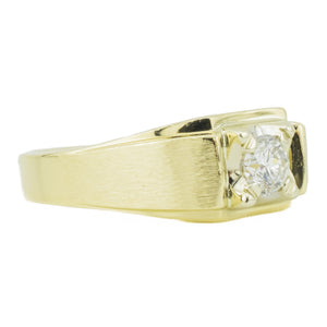 0.60ctw Round I/SI2 Diamond Solitaire Men's Ring in 14K Yellow Gold - Size 9.5