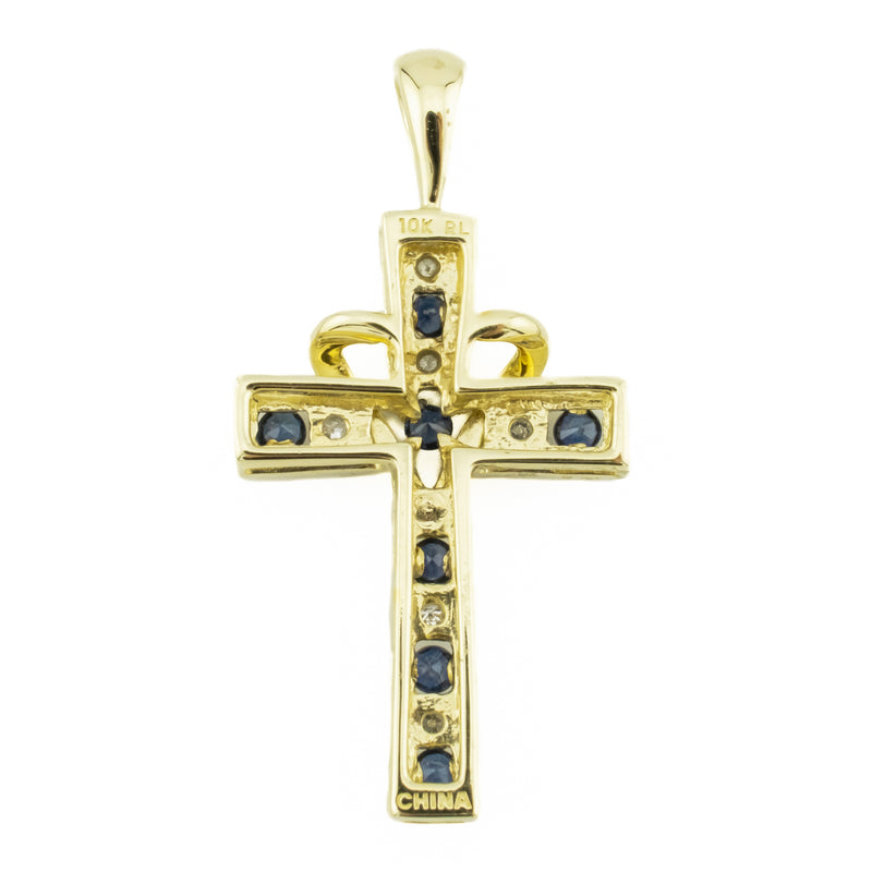 0.24ctw Sapphire & Diamond Accented Pendant in 10KYellow Gold - No Chain