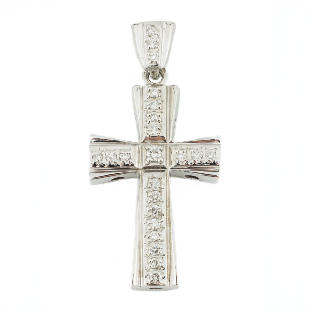 0.66ctw Diamond Accented Cross Pendant in 14K White Gold - 17.7 Grans