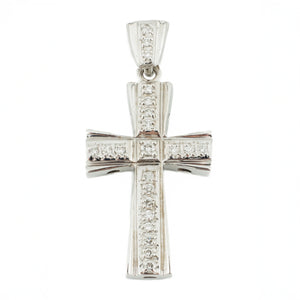 0.66ctw Diamond Accented Cross Pendant in 14K White Gold - 17.7 Grans