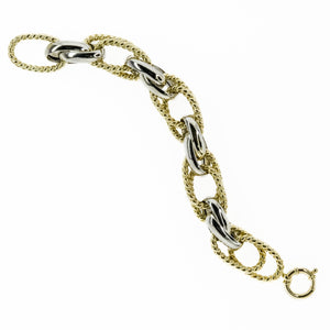 Hollow Gold Fashion Bracelet 8.7" in 14K Two Tone Gold