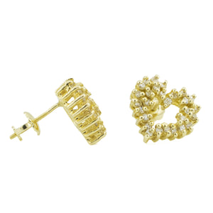 0.50ctw Diamond Accented Heart Stud Earrings in 14K Yellow Gold