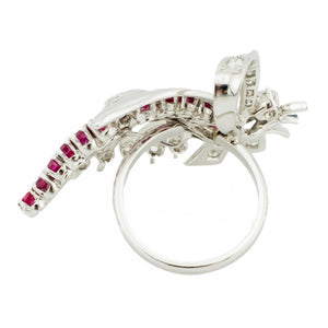 1.10ctw Ruby & 0.80ctw Diamond Accents Ring in 18 White Gold - Size 6