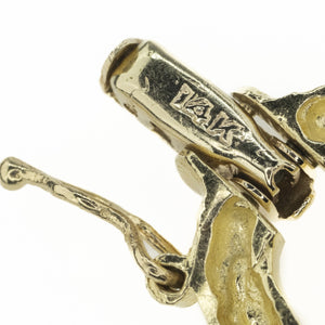 13.5mm Wide Nugget Horseshoe Link 7.5" Bracelet in 14K Yellow Gold
