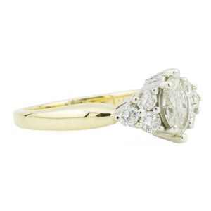 0.60ctw Marquise Diamond & Accented Engagement Ring in 14K Two-Tone Gold - Size 9