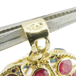 Reversible Sapphire and Ruby Accented Gemstone Heart Pendant in 14K Yellow Gold
