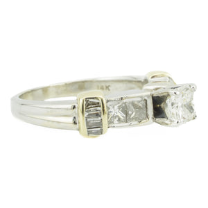 0.70ctw Radiant Diamond & Accented Engagement Ring in 14K Two-Tone Gold - Size 8.25