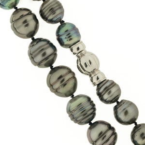 Baroque Tahitian Black Pearl 18.5" Necklace in 14K White Gold