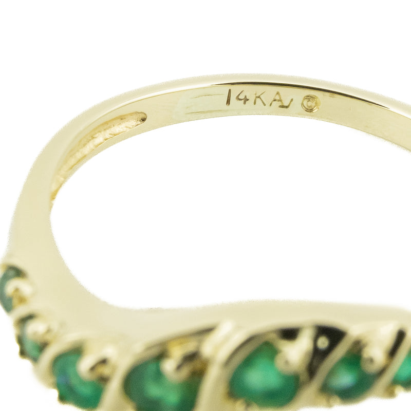 0.22ctw Round Emerald Accented Gemstone Ring in 14K Yellow Gold - Size 7