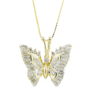 0.45ctw Diamond Accented Butterfly Pendant in 14K Yellow Gold - Chain Not Included