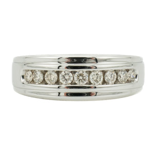 0.50ctw Gent's Round Brilliant Diamond Accented Wedding Band in 14K White Gold - Size 11.5