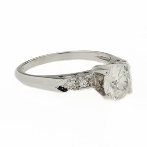 1.00ctw Antique European Cut Diamond with Accents Engagement Ring in 14K White Gold