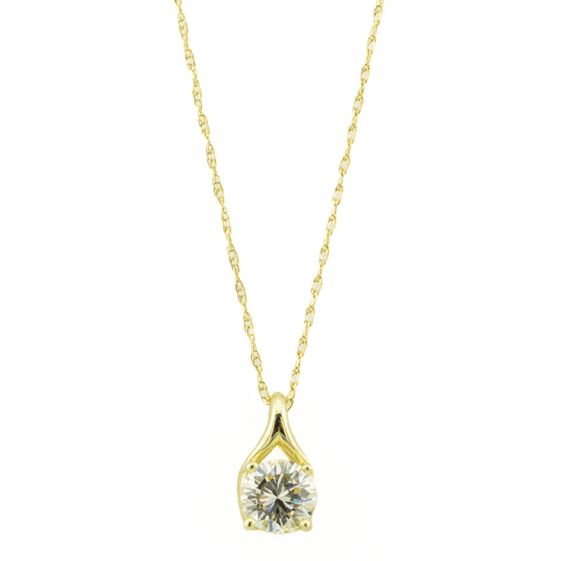 0.53ct Round Diamond Solitaire Pendant on 19" Chain Necklace in 14K Yellow Gold