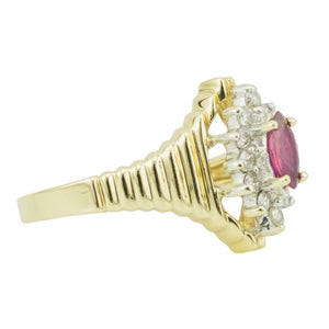 0.30ctw Marquise Ruby & Diamond Accented Gemstone Ring in 14K Yellow Gold - Size 7.25