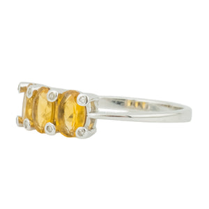 1.20ctw Oval Citrine & Diamond Accented Gemstone Ring in 14K White Gold - Size 7