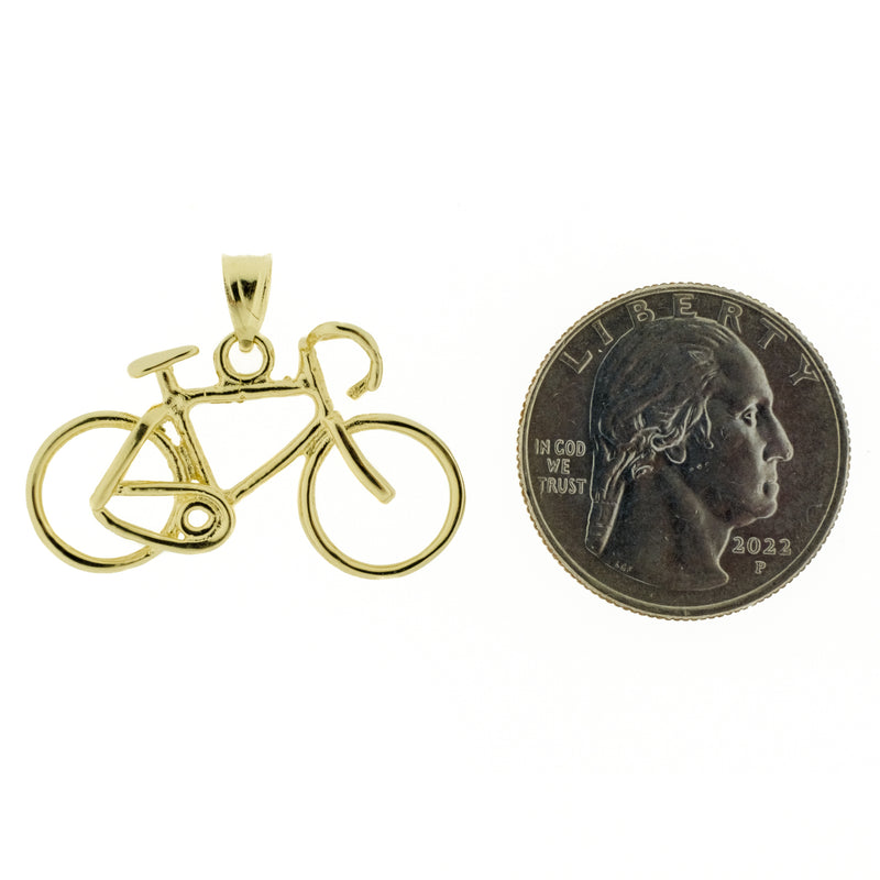 Gold Bicycle Pendant in 14K Yellow Gold - 2.8 grams