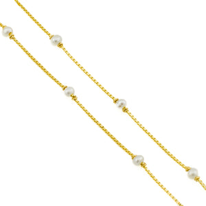 Pearl Station 18" Necklace in 22K Yellow Gold