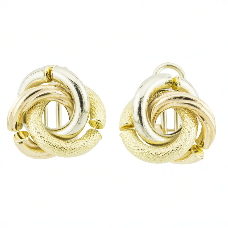 Fashion Gold Earrings in 14K Three-Tone Gold 6.2 Grams