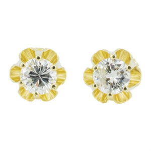 1.00ctw Round Diamond Solitaire Stud Earrings in 14K Yellow Gold