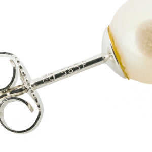 7mm Pearl Solitaire Earrings in 14K White Gold - 1.4 Grams