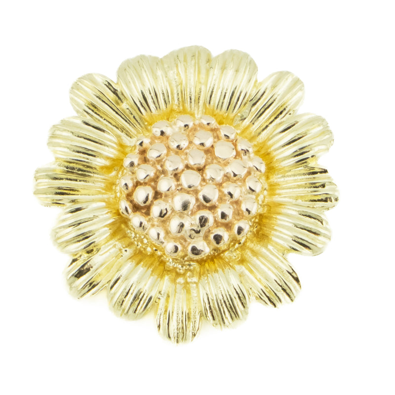 Gold Sunflower Pendant in 14K Two-Tone Gold - 2.2 Grams