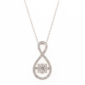 0.75ctw Dancing Diamond Pendant on 18" Necklace in 14K White Gold