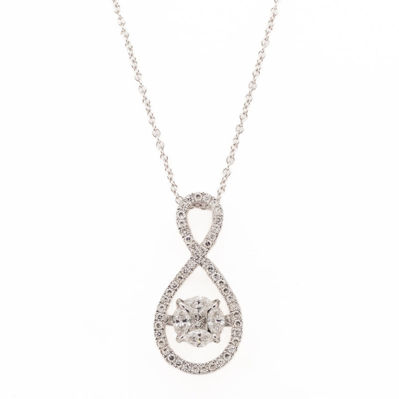 0.75ctw Dancing Diamond Pendant on 18" Necklace in 14K White Gold