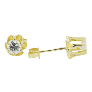 1.00ctw Round Diamond Solitaire Stud Earrings in 14K Yellow Gold