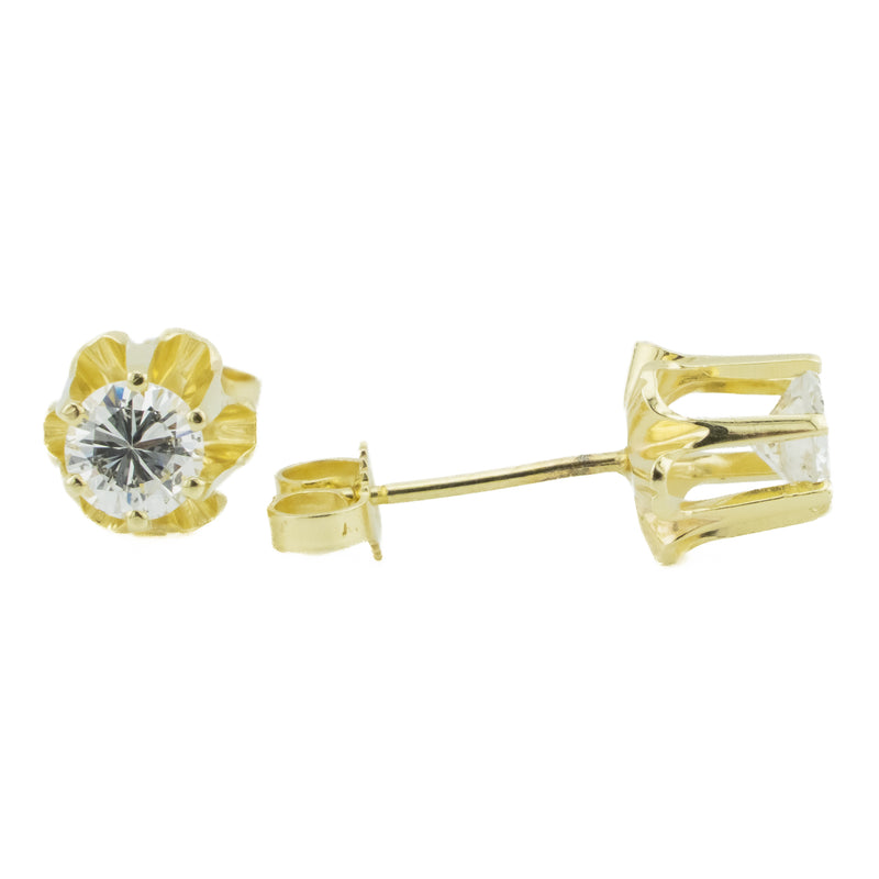 1.00ctw Round Diamond Solitaire Stud Earrings in 14K Yellow Gold